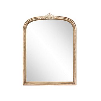 Parisloft Farmhouse Arched Wood Wall Mirror - 27.7 x 36.7 Inches