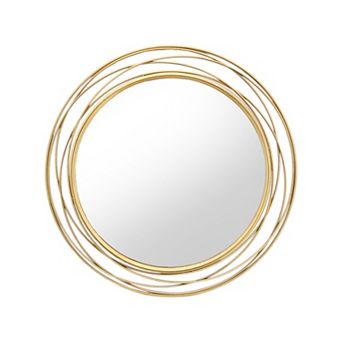 Parisloft 35.7 Inch Large Round Gold Wall Mirror for Bathroom Vanity, Bedroom Living Room