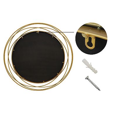 Parisloft 35.7 Inch Large Round Gold Wall Mirror for Bathroom Vanity, Bedroom Living Room