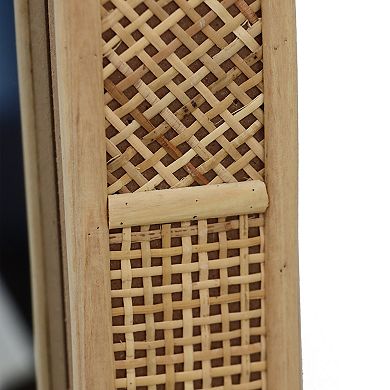 Parisloft Boho Arch Rattan Wall Mirror for Bathroom Living Room - 25.5 x 37.4 Inch, Brown