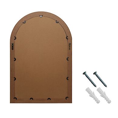 Parisloft Boho Arch Rattan Wall Mirror for Bathroom Living Room - 25.5 x 37.4 Inch, Brown