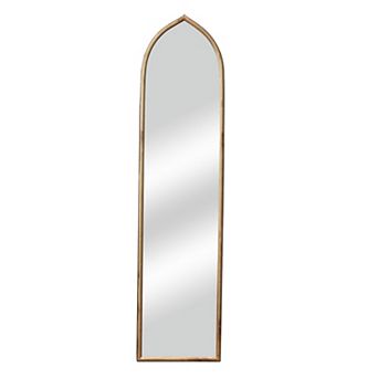 Parisloft Arched Metal Framed Full Length Wall Mirror for Bedroom Living Room, Antique Gold, 50" H