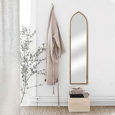 Parisloft Arched Metal Framed Full Length Wall Mirror for Bedroom Living Room, Antique Gold, 50" H