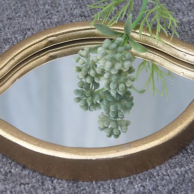 Parisloft Modern Gold Metal Teardrop Wall Mirror - 5.125" W x 37.875" H
