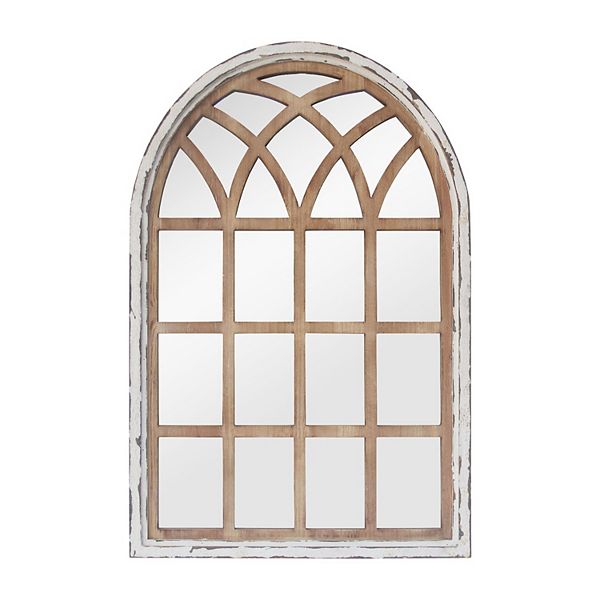 Parisloft Arched Wall Wall Mirror for Living Room, Natural Wood and ...