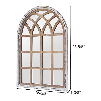 Parisloft Arched Wall Wall Mirror for Living Room, Natural Wood and ...