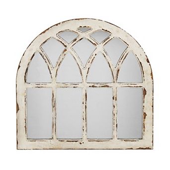 Parisloft Rustic Wood Arched Window Wall Mirror