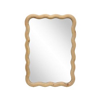 Parisloft Natural Wood Wavy Wall Mirror, 18.8 x 27.2 Inch