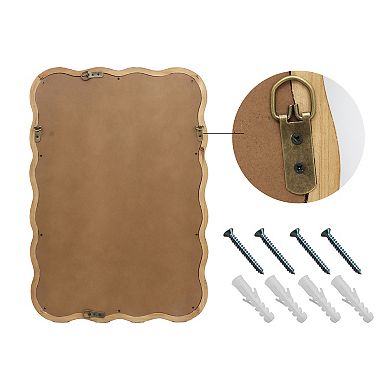 Parisloft Natural Wood Wavy Wall Mirror, 18.8 x 27.2 Inch