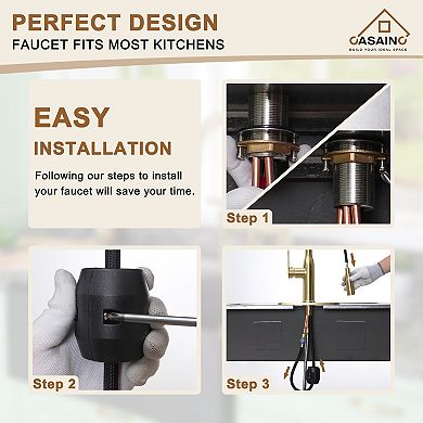 Single-handle Pull-out Sprayer Kitchen Faucet Deckplate