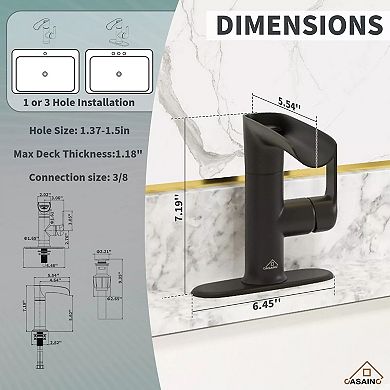 Casainc Waterfall Bathroom Sink Faucet Basin Faucet Built-in Water Filter