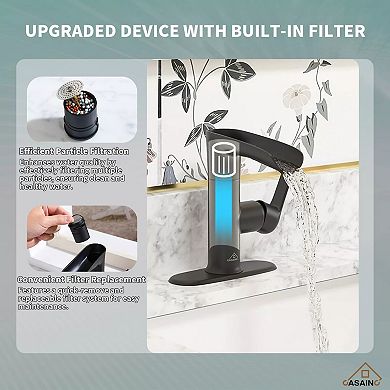 Casainc Waterfall Bathroom Sink Faucet Basin Faucet Built-in Water Filter