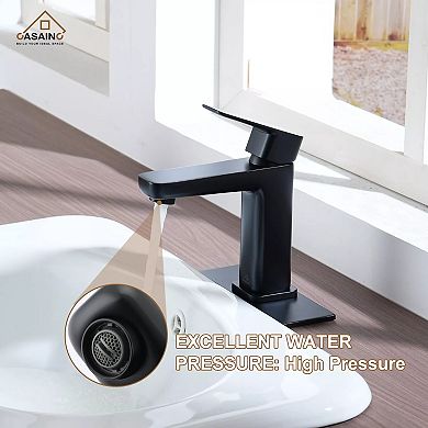 Casainc Single Handle Bathroom Basin Faucet With Drainer And Deckplate