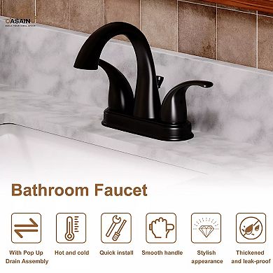 Casainc Luxurious Matte Black Bathroom Faucet Set With Dual Handles