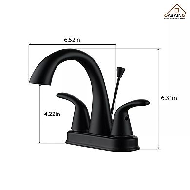 Casainc Luxurious Matte Black Bathroom Faucet Set With Dual Handles