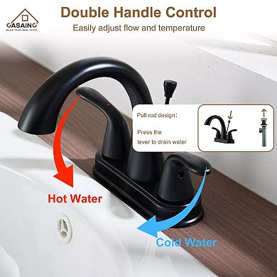 Casainc Luxurious Matte Black Bathroom Faucet Set With Dual Handles