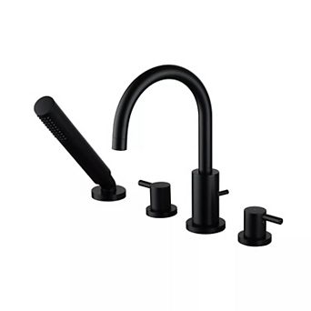 2-handle Deck-mount Roman Tub Faucet With Hand Shower In Matte Black