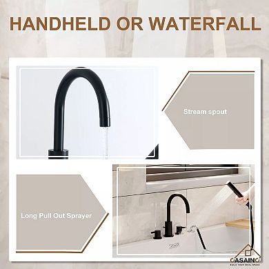 2-handle Deck-mount Roman Tub Faucet With Hand Shower In Matte Black