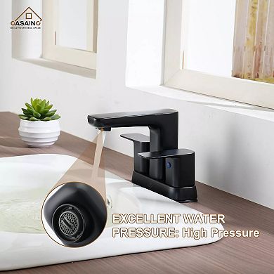 Casainc Luxurious Bathroom Sink Faucet With Dual Handle Matte Black Finish