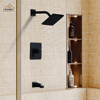 Single Handle 1-spray Tub And Shower Faucet 1.8 Gpm Matte Black Valve Include