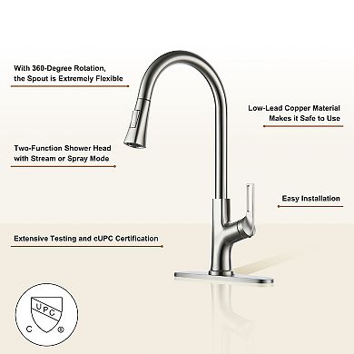 Single-handle Pull-out Sprayer Kitchen Faucet Deckplate