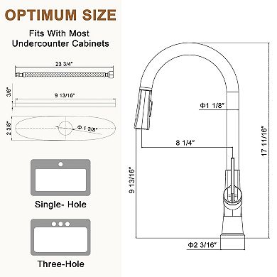 Single-handle Pull-out Sprayer Kitchen Faucet Deckplate