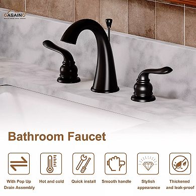 Casainc Luxurious Bathroom Sink Faucet Set With Dual Handles And Drain Parts