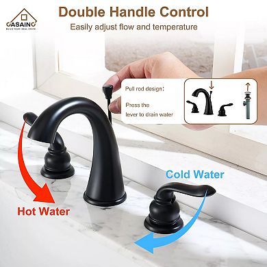 Casainc Luxurious Bathroom Sink Faucet Set With Dual Handles And Drain Parts