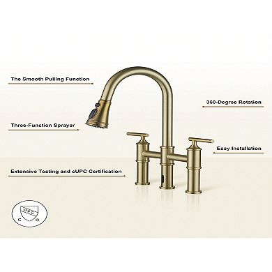 Double-handle Kitchen Faucet With Pull-out Sprayer Infrared Induction