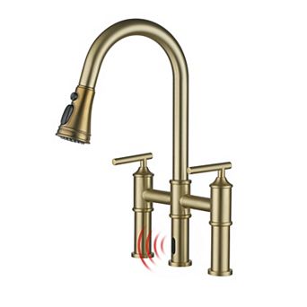 Double-handle Kitchen Faucet With Pull-out Sprayer Infrared Induction