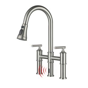 Double-handle Kitchen Faucet With Pull-out Sprayer Infrared Induction