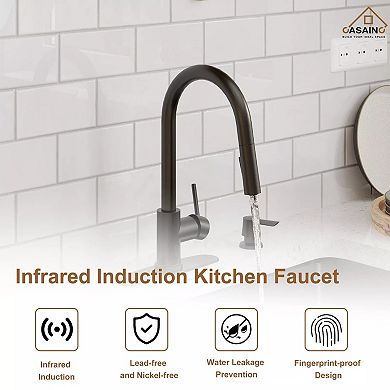 Casainc Single Handle Smart Touchless Pull-down Sprayer Kitchen Faucet Stainless