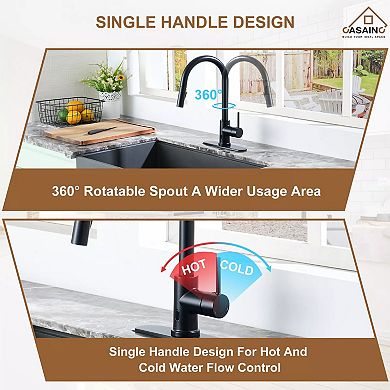 Casainc Single Handle Smart Touchless Pull-down Sprayer Kitchen Faucet Stainless