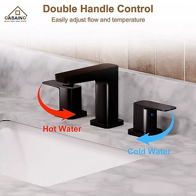 Casainc Luxurious Bathroom Sink Faucet With Dual Handle Matte Black Finish