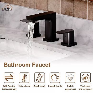 Casainc Luxurious Bathroom Sink Faucet With Dual Handle Matte Black Finish