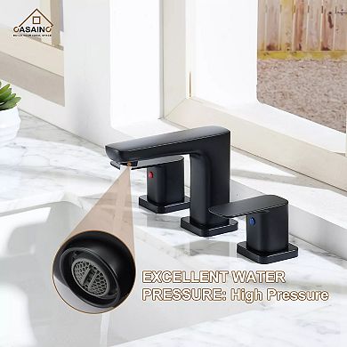 Casainc Luxurious Bathroom Sink Faucet With Dual Handle Matte Black Finish