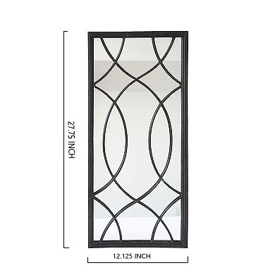 Parisloft Rectangle Window Pane Metal Wall Mirror, Black, 27.75" H