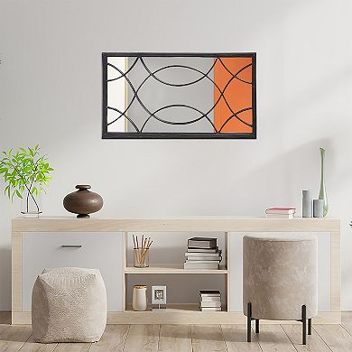 Parisloft Rectangle Window Pane Metal Wall Mirror, Black, 27.75" H
