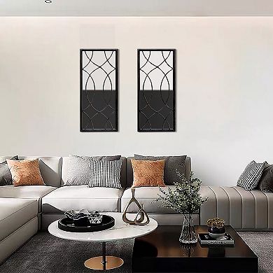 Parisloft Rectangle Window Pane Metal Wall Mirror, Black, 27.75" H