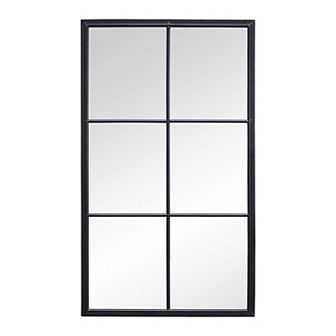 Parisloft 48"H Rectangular Window Accent Metal Wall Mirror, Classic Black