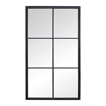 Parisloft 48"H Rectangular Window Accent Metal Wall Mirror, Classic Black