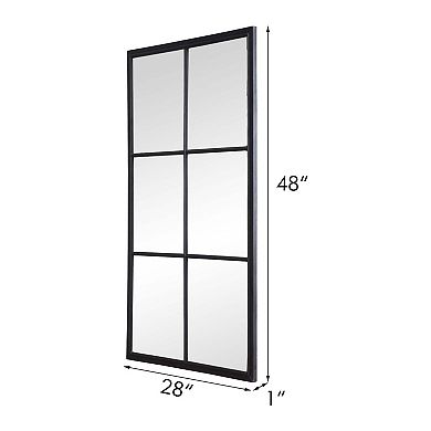 Parisloft 48"H Rectangular Window Accent Metal Wall Mirror, Classic Black
