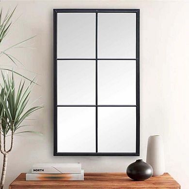 Parisloft 48"H Rectangular Window Accent Metal Wall Mirror, Classic Black