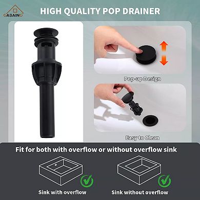 Casainc 3-hole 8-inch Bathroom Sink Faucet With Drainer