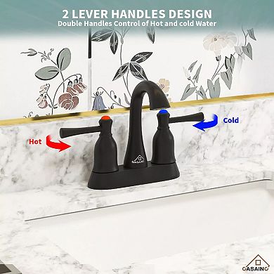 Casainc 3-hole 8-inch Bathroom Sink Faucet With Drainer