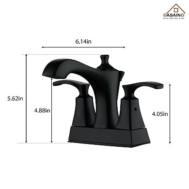Luxurious 2-hole Bathroom Sink Faucet Set With Dual Handles, Matte Black Finish