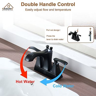 Luxurious 2-hole Bathroom Sink Faucet Set With Dual Handles, Matte Black Finish