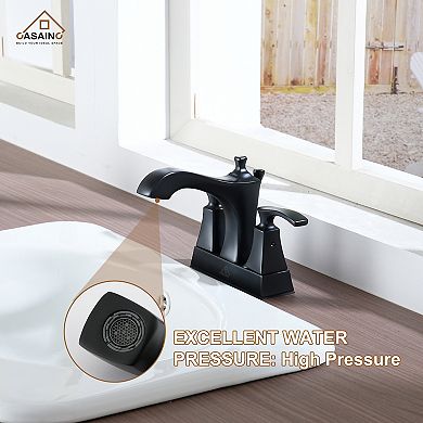 Luxurious 2-hole Bathroom Sink Faucet Set With Dual Handles, Matte Black Finish