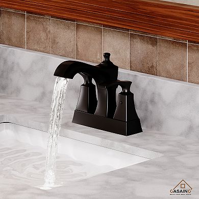 Luxurious 2-hole Bathroom Sink Faucet Set With Dual Handles, Matte Black Finish