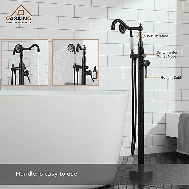 Casainc Classical Freestanding Bathtub Faucet With Hand Shower Hand